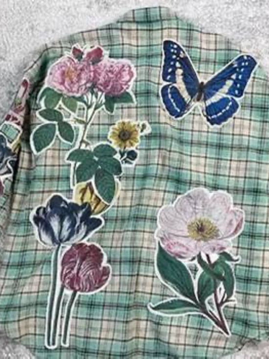 R13 NWOT Drop Neck Shirt Light Green Plaid - Picture 5 of 14